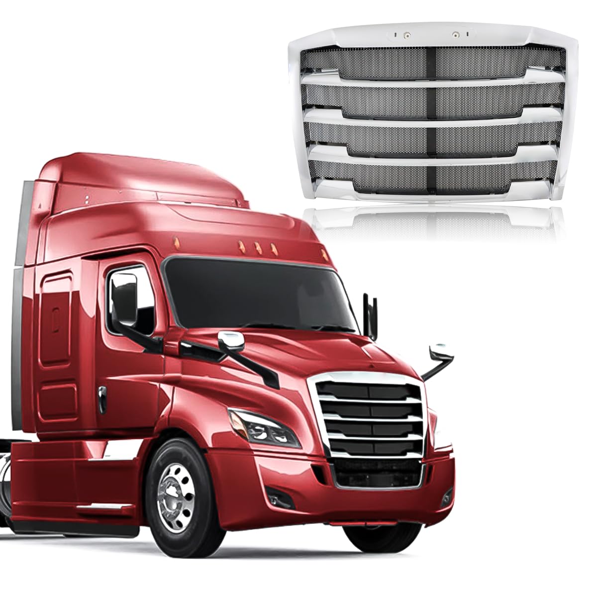 Photo 1 of Right Chrome Cascadia Hood Side Grille Air Intake Vent Replacement with With Bug Screen for Freightliner Cascadia 2018+