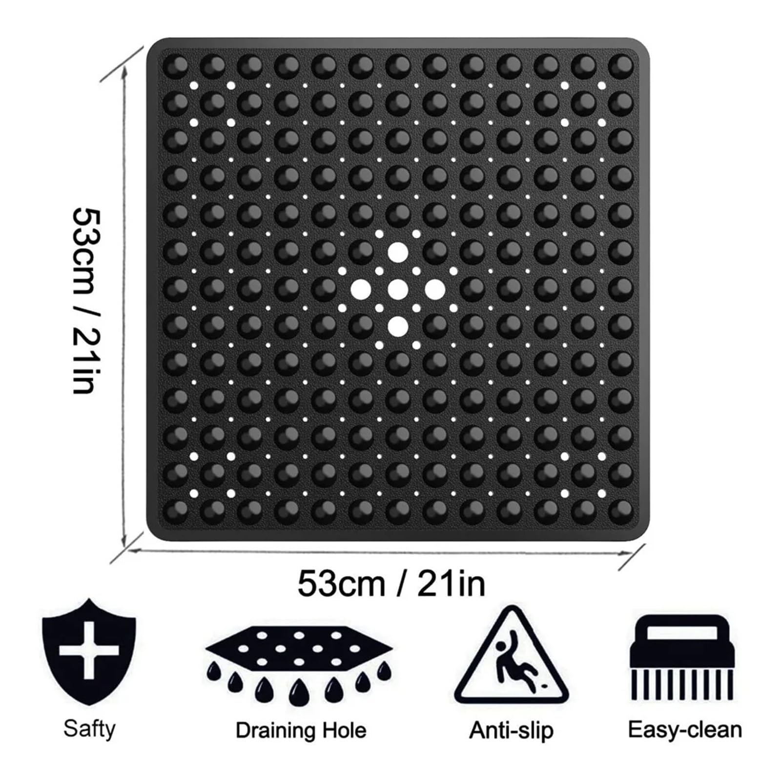 Alfombra Ducha Antideslizante Alfombrilla de Ducha 53x53cm, Alfombrilla Cuadrada con Ventosa for Suelo la, Seguridad Antideslizante for bañera, Alfombra baño(Color 8)