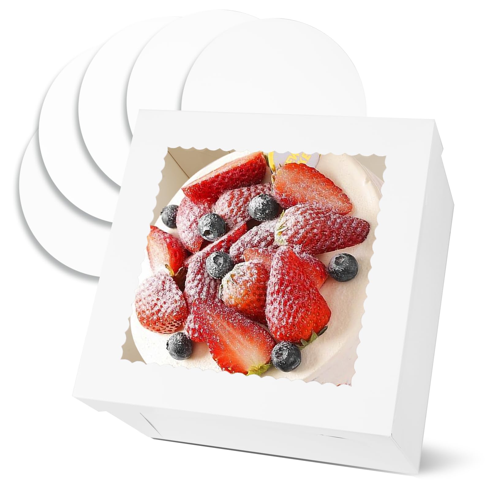 Moretoes 30 Scatole Per Torte Con Finestra - 30.5x30.5x15.2 Cm - Bianche, Ideali Per Pasticceria E Biscotti