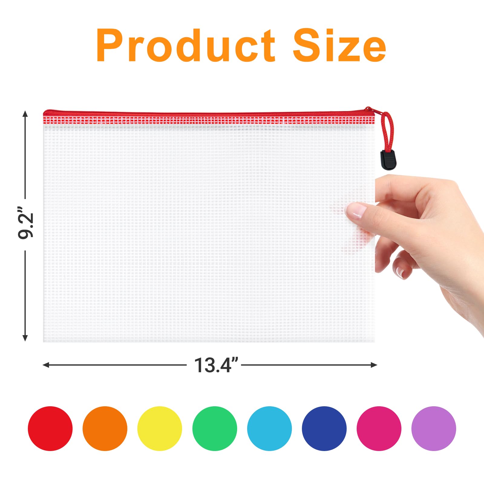 Confezione da 64 sacchetti formato A4, con cerniera, 8 colori | Sacchetti impermeabili con cerniera per riporre documenti, scuola, ufficio, giocattoli, puzzle, casa, viaggi