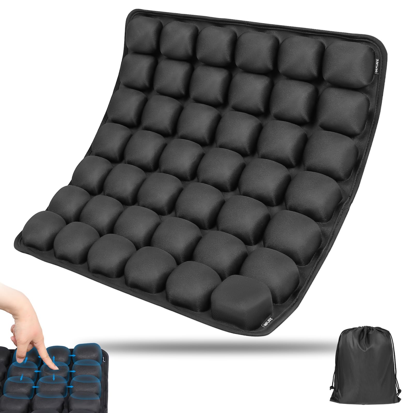 LeMotech Cuscino da viaggio per aereo, portatile e regolabile, supporto ergonomico confortevole, cuscino gonfiabile ad aria con fondo antiscivolo per lunghi voli, ufficio, campeggio, sedia a rotelle