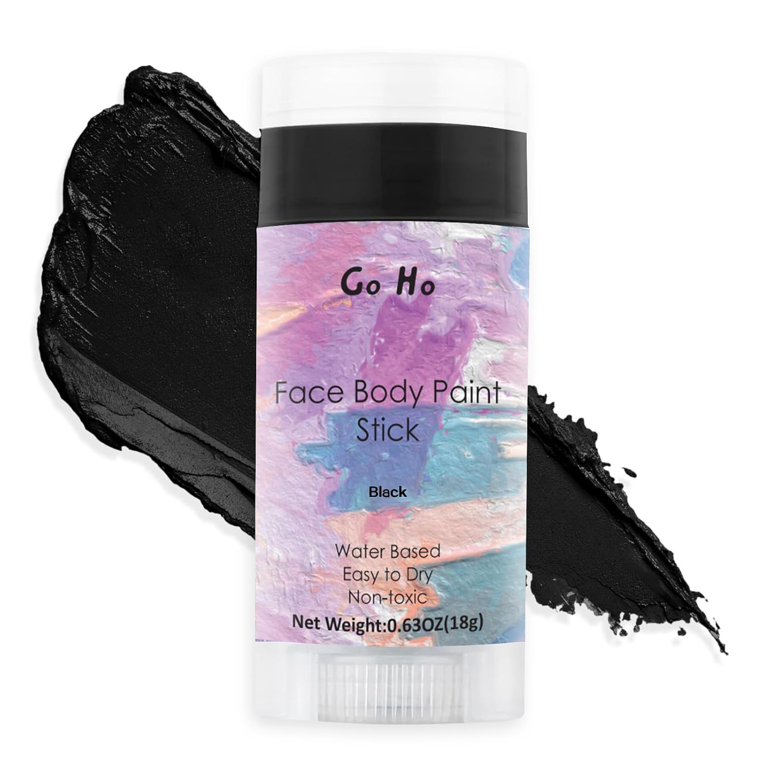 (2 pack) Go Ho Water Based Black Face Body Paint Stick,Non-Toxic Face Painting,Easy-to-use Facepaint for Halloween SFX Zombie Skeleton Vampire Clown Cosplay Costume Makeup,0.63oz