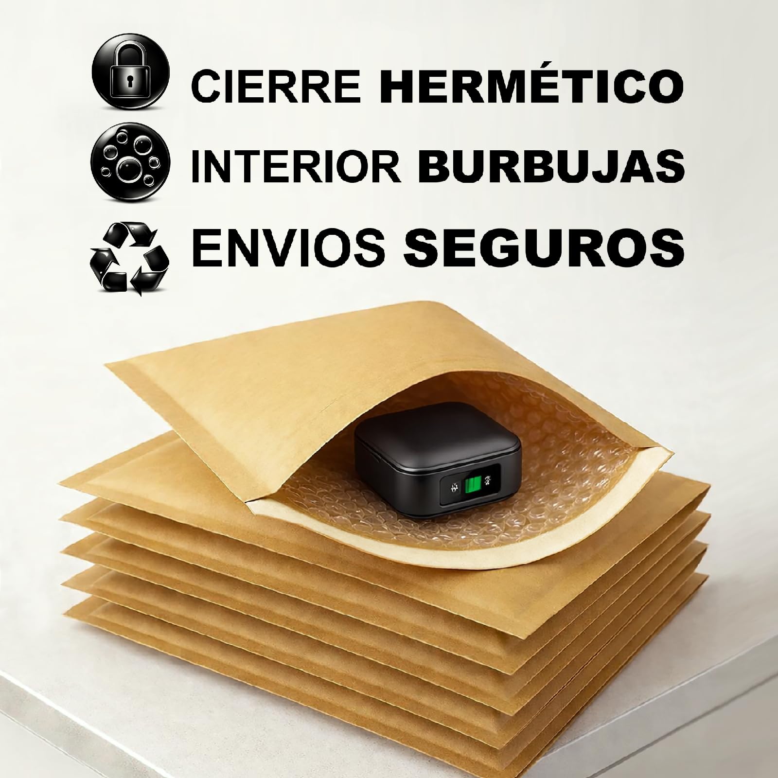 TIENDA EURASIA – Pack de Sobres Acolchados | Kraft Marrón Claro | Interior con Burbujas | Cierre Auto-Adhesivo | Sobres para Envíos Seguros y Protección de Productos (Pack 100 Uds - 220x265 mm)