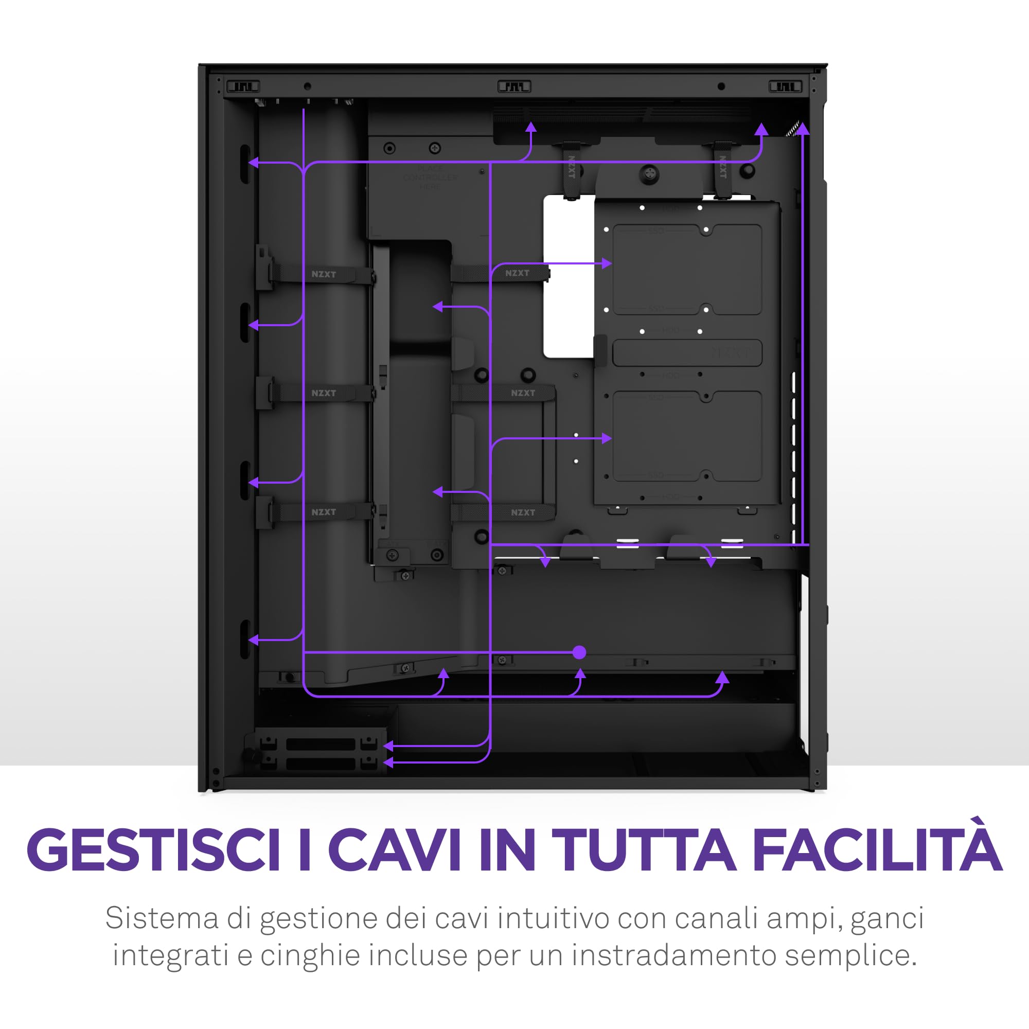 NZXT H7 Flow | Case Airflow ATX mid-tower | 3 ventole 120mm sul fondo per raffreddare la GPU | 3 ventole 120mm anteriori | Supporto anteriore radiatore da 420mm | Gestione cavi | Nero