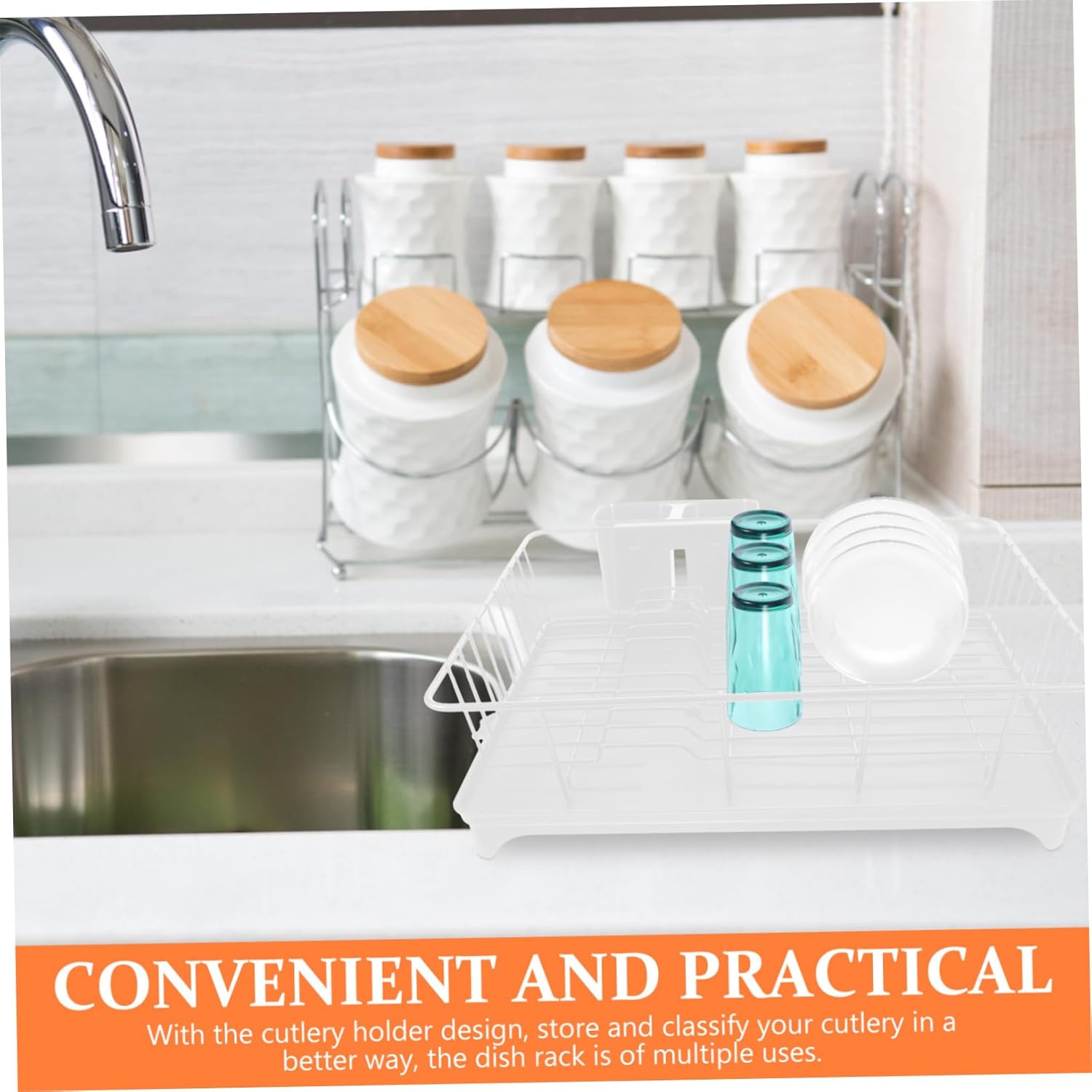 CHILDWEET Large Capacity Dish Drying Rack for Kitchen Sink Utensil Holder Space Saving Counter Dish Rack