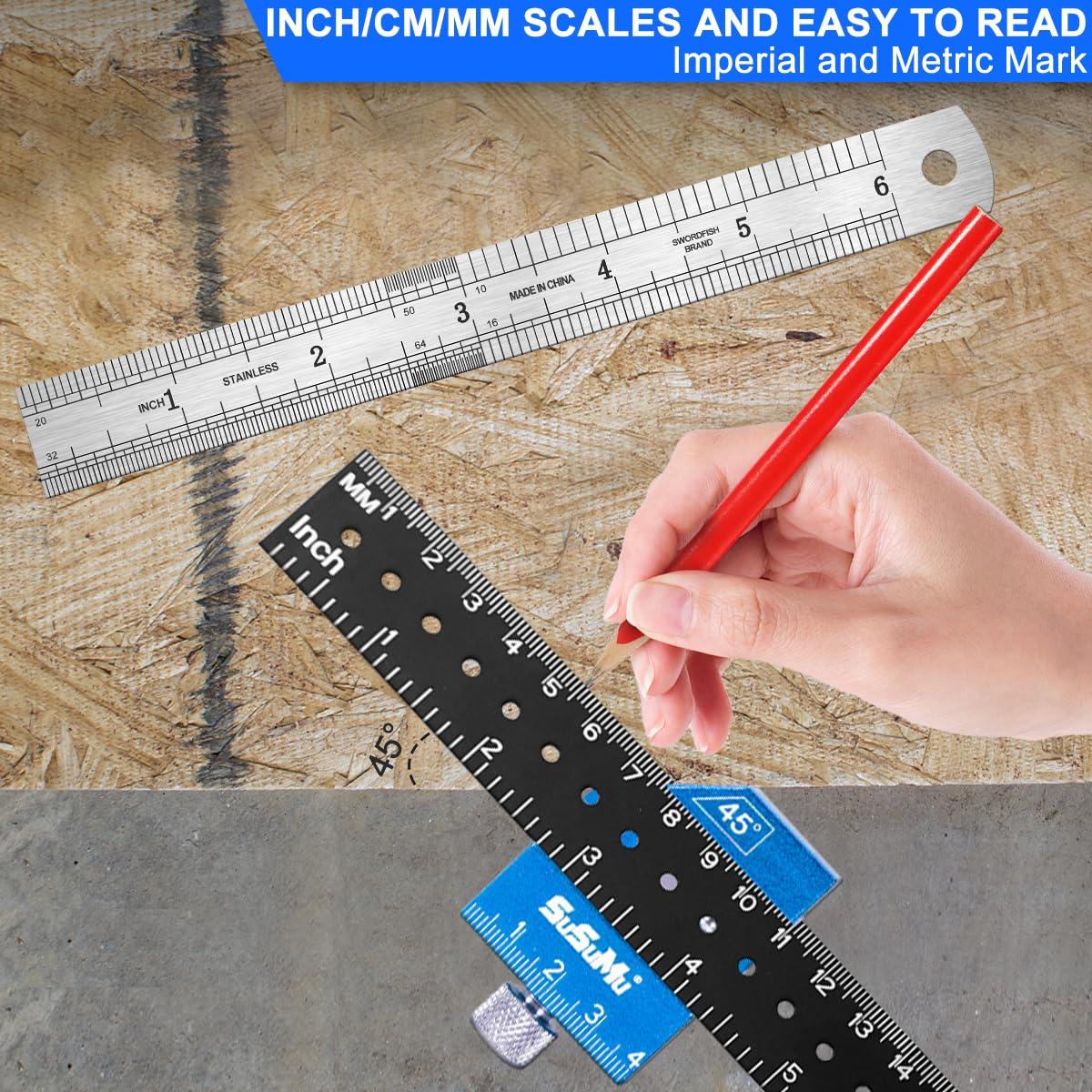 SuSuMu 12 inch Slide Rule with 6inch Metal Ruler Comoros | Ubuy