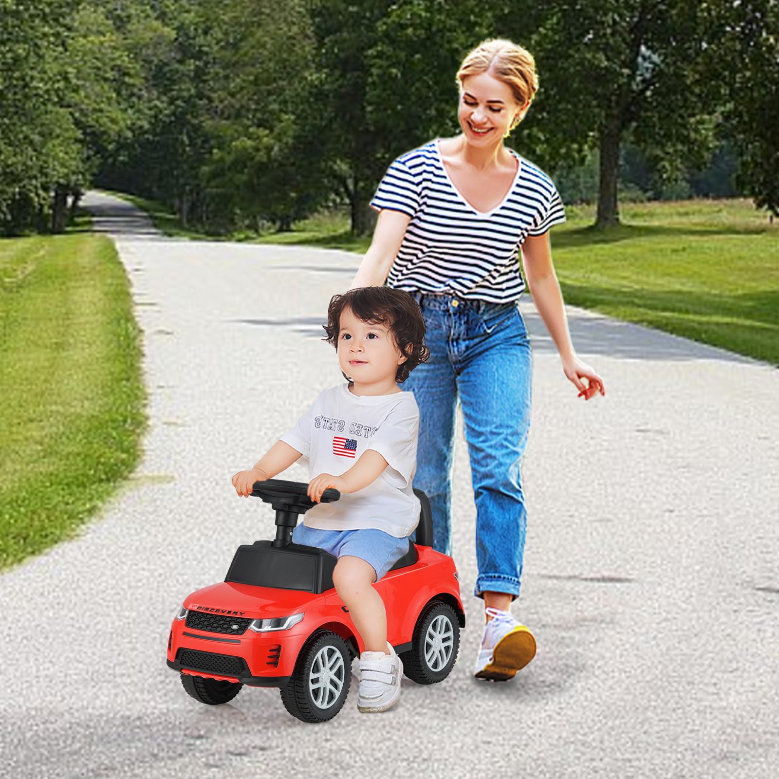 COSTWAY Macchinina Cavalcabile per Bambini, Macchina a Spinta con Clacson, Suoni del Motore e Spazio di Stoccaggio, Auto Giocattolo per Bambini da 1-3 Anni (Rosso)