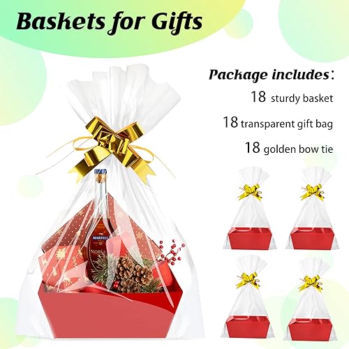 Miniatura 4 de Fainne El kit de 54 canastas para regalos incluye 18 canastas de regalo vacías a granel, cesta de almacenamiento de alimentos de 9.8 x 8.5 x 3.5