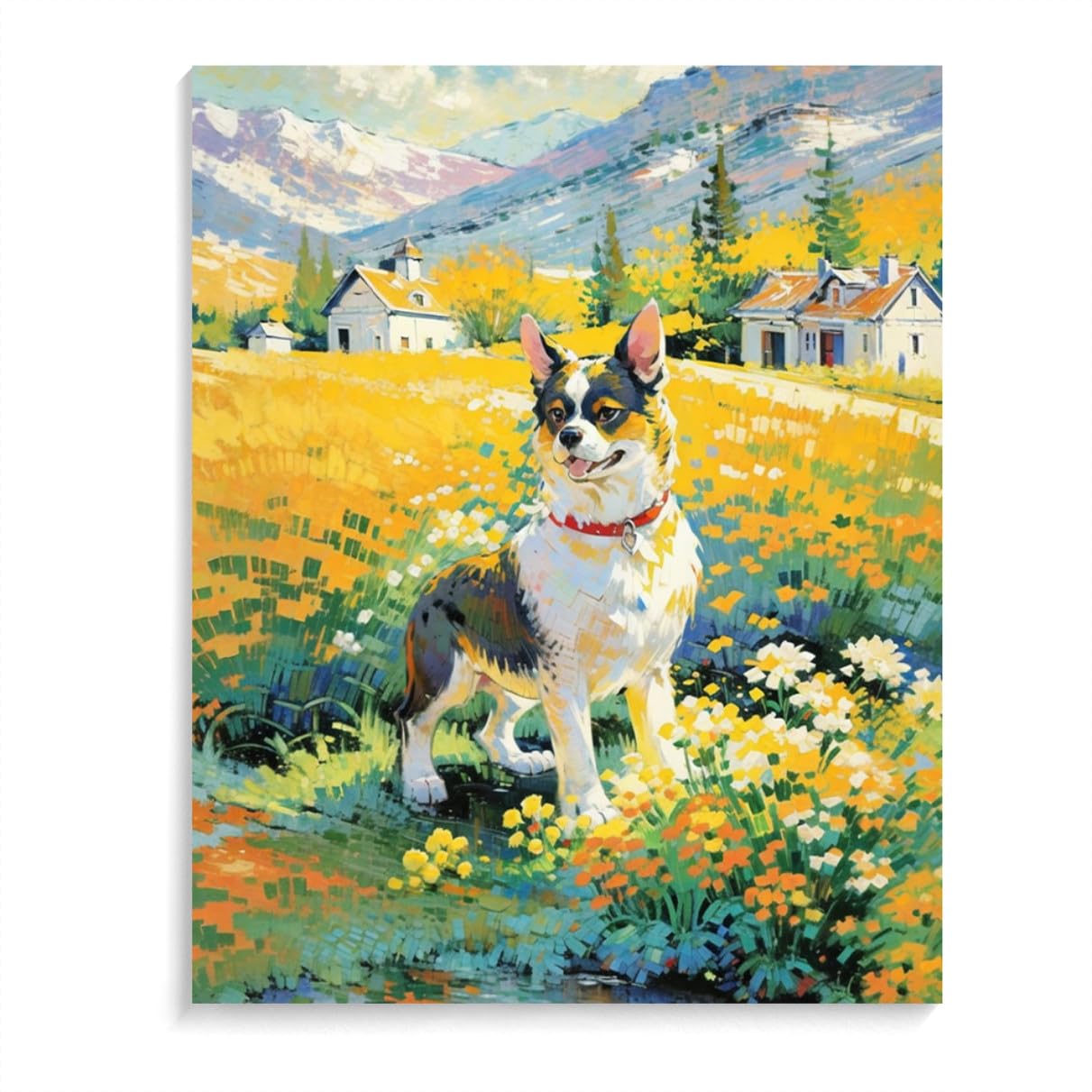 DIY Paint by Numbers Pomeranian Dog with Paint Brushes and Acrylic Painting Kit Adults Beginner Gifts 12x16inch(30x40cm) Frameless