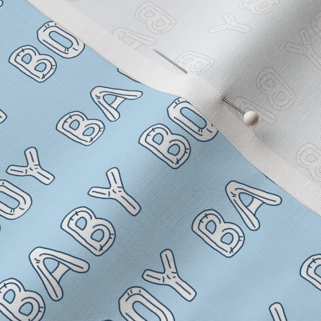 Spoonflower Fabric - Baby Boy Infant Newborn Typography Balloon Letters Baby Shower Gift Printed on Petal Signature Cotton Fabric by The Yard - Sewing Quilting Apparel Crafts Decor