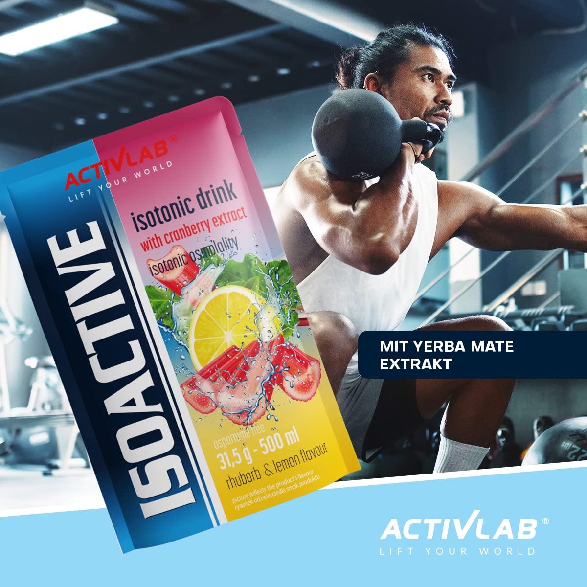 Activlab Izotoniczny napój w proszku - Elektrolity - Witaminy z grupy B - 500 ml Napój sportowy - 20 x 31,5 g Rabarbar-Cytryna izoaktywny