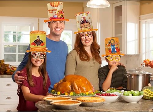 Miniatura 5 de Juego de 12 lentes de papel para Acción de Gracias, sombreros de pavo, para fiesta de Acción de Gracias, accesorios de disfraces
