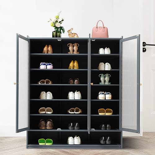 Miniatura 5 de Zapatero cerrado, zapatero independiente, organización de zapatos, organizador de zapatillas, adecuado para colocar en el pasillo, armario, pasillo,