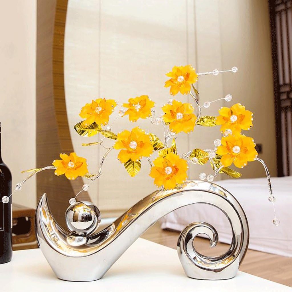 Style Wei Modern Simple Home Decorations Bedroom Living Room Office Crystal Flower Ornaments 43 41cm Color Yellow Amazon Co Uk Kitchen Home