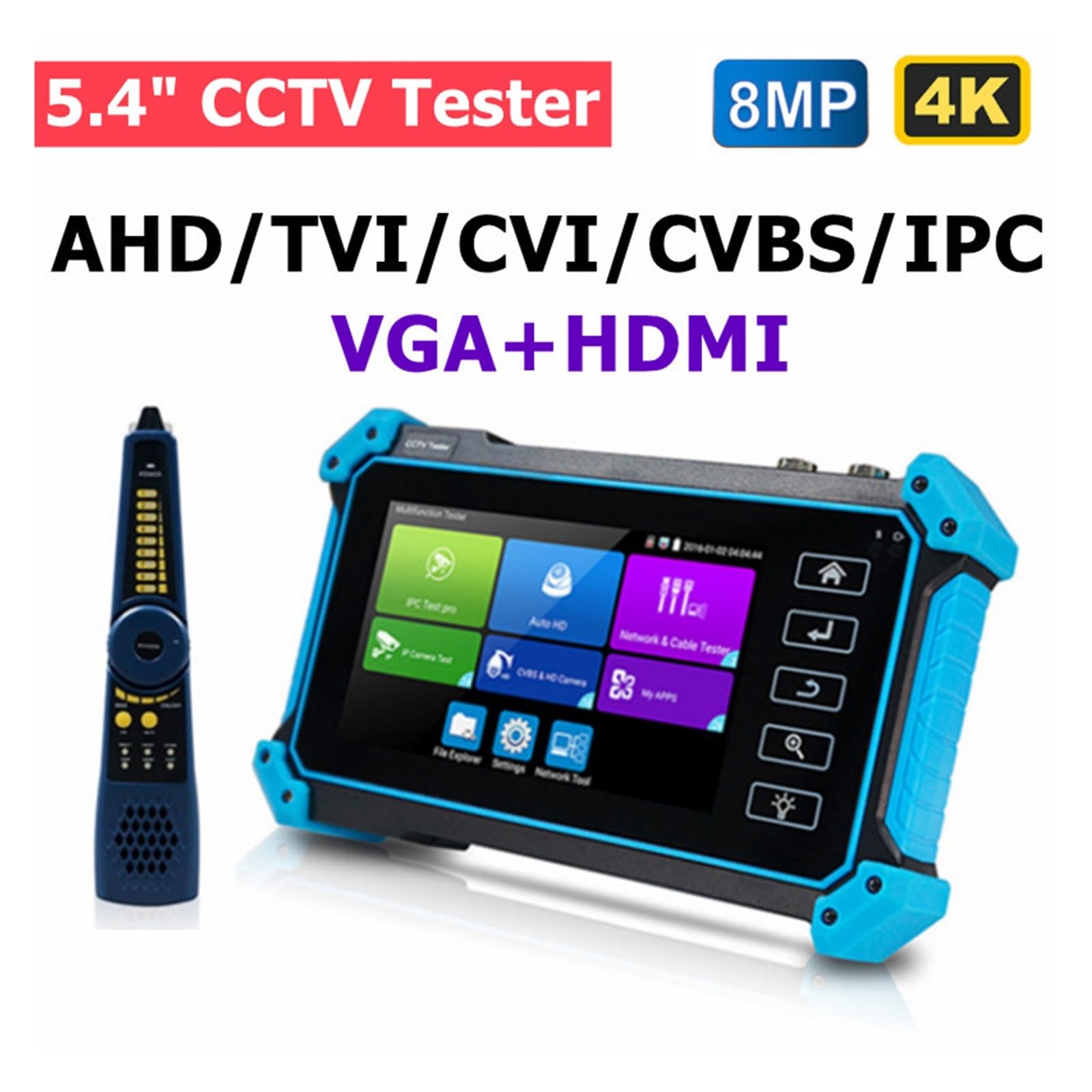 Monitor CCTV, probador Ipc Ipc 5200c Plus Tester Cctv Digital Tester for cables de red Rj45 Lan Cftv Tester for cámaras Vga Monitor Tester for cámaras IP POE (IPC-5100plus)