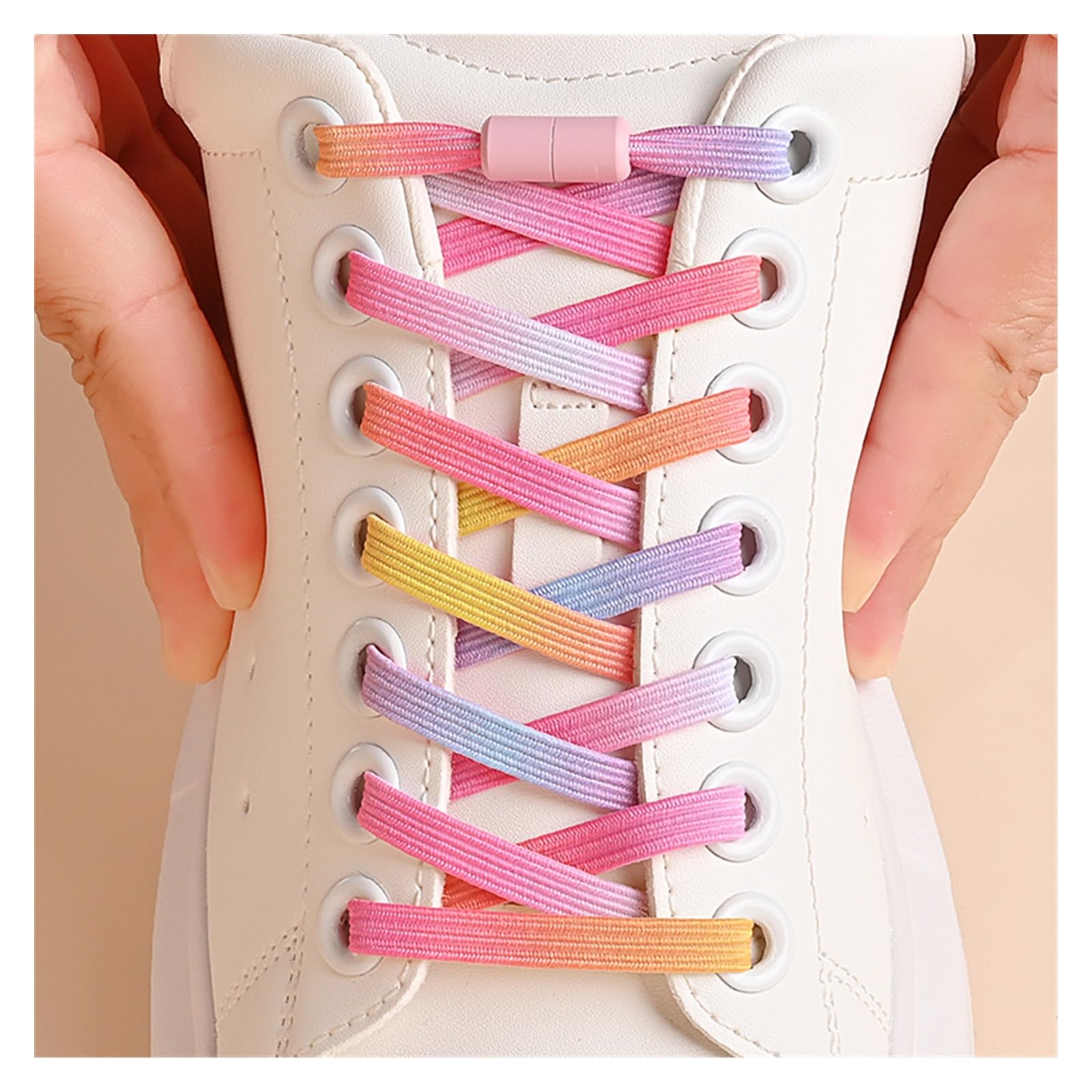 HEAGER Schuhe, Flexible Schuhe, Schnürsenkel ohne Binden, Bunte Schnalle, Schnürsenkel, Perlen, hell, bunt, ohne Binden, elastische Schnürsenkel, Sneaker, Kinder, Erwachsene(Roze)
