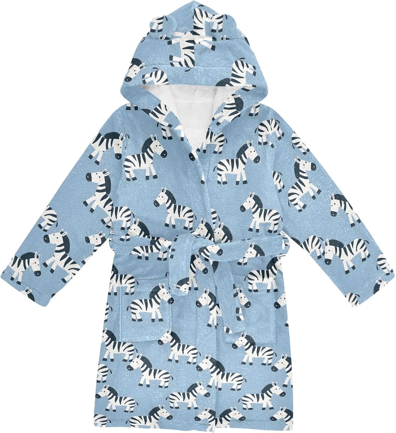 senya Zebra A Toddler Hooded Bathrobe Kids Soft Plush Bath Towel Robes for Boys Girls 2-12 Years