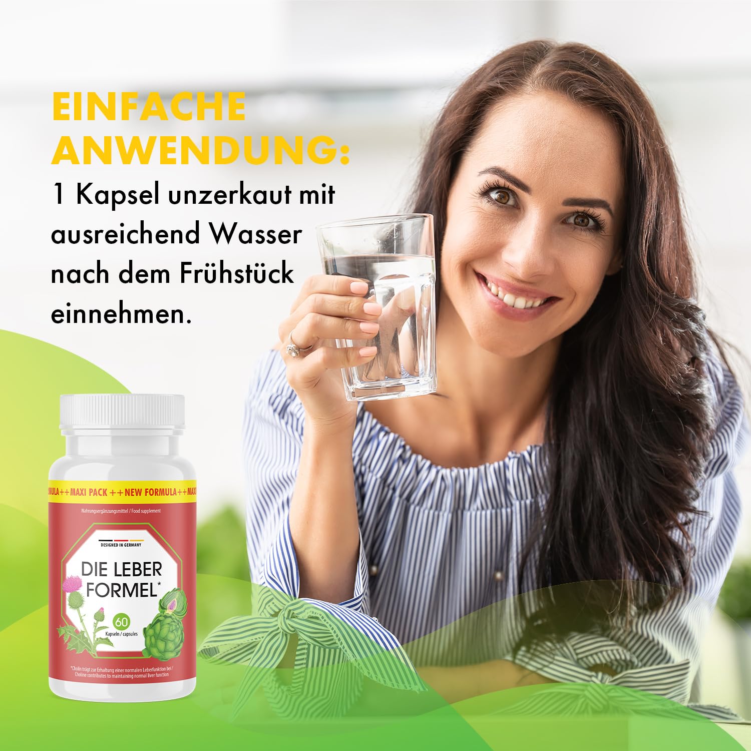Die Leber Formel Kapseln - mit natürlichen Inhaltsstoffen - für Frauen & Männer geeignet - 60 Kapseln pro Dose 3x