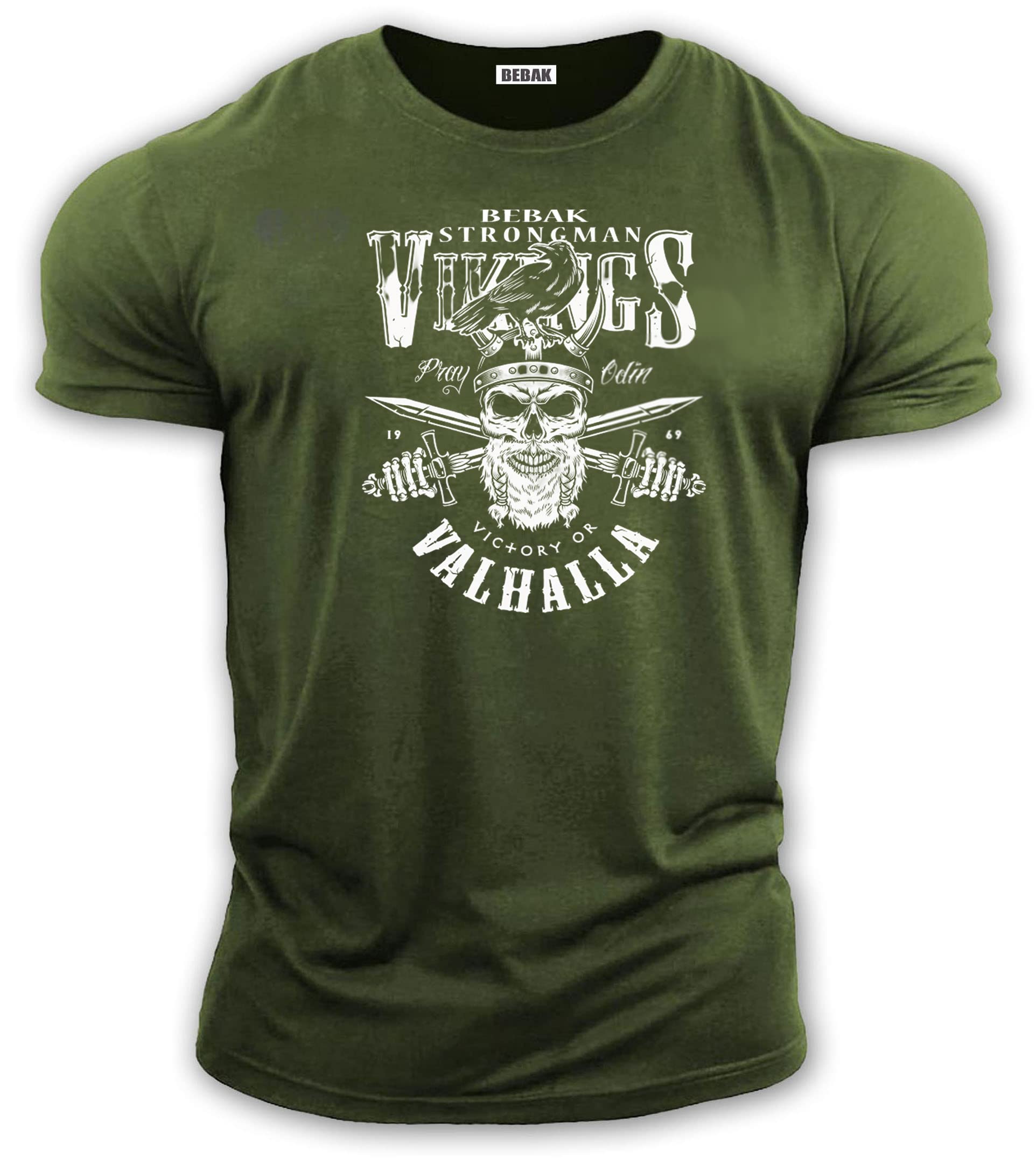 bebakMens Gym T Shirt | Bodybuilding T Shirt Gym Clothing Viking Strongman Arnold Training Top