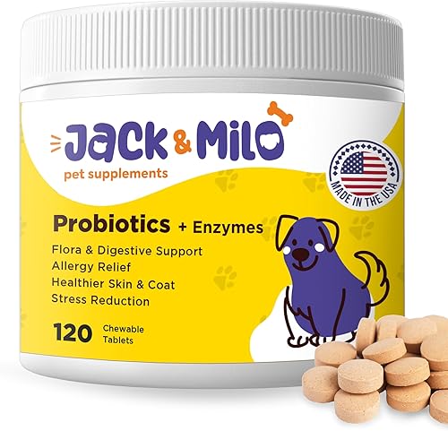 Jack & Milo Probióticos para perros, enzimas digestivas, alergia y apoyo inmunológico, probióticos para perros, grado veterinario, 7.5 mil millones