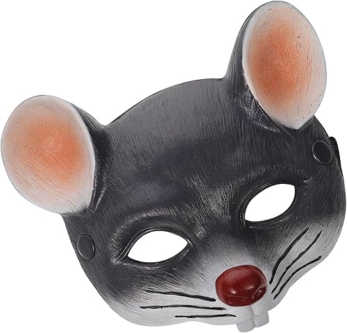 Máscara de rata gris de carnaval, máscara de cabeza de rata cicatriz, máscara de media cara, máscara de ratón de animal, máscara de ratón 3D,