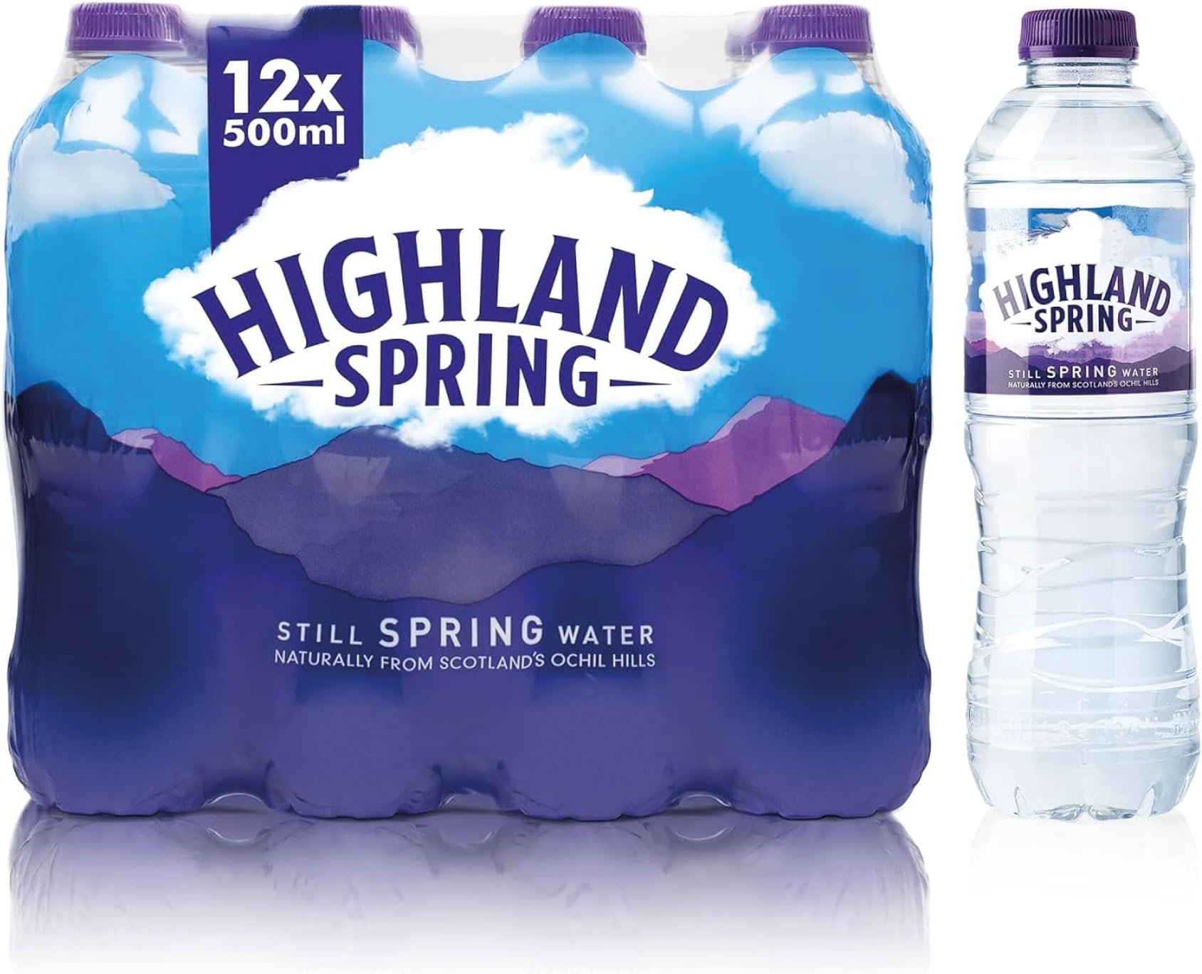 Hiighland Spring Water 500ml x 12 | Pure Scottish Spring Water | Convenient Multipack | Crisp Hydration | Embrace the Purity | Quench Your Thirst with Highland Spring