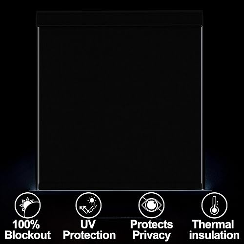 Miniatura 7 de Persianas enrollables opacas para ventanas, sin cordones, de tela de lino, para oscurecer la habitación, con cenefa de casete, aislamiento térmico,