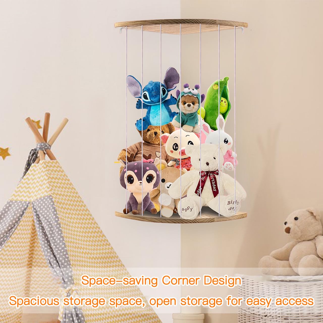 Scaffale Angolare Peluche Regolabile Organizzatore Peluche Per Parete
