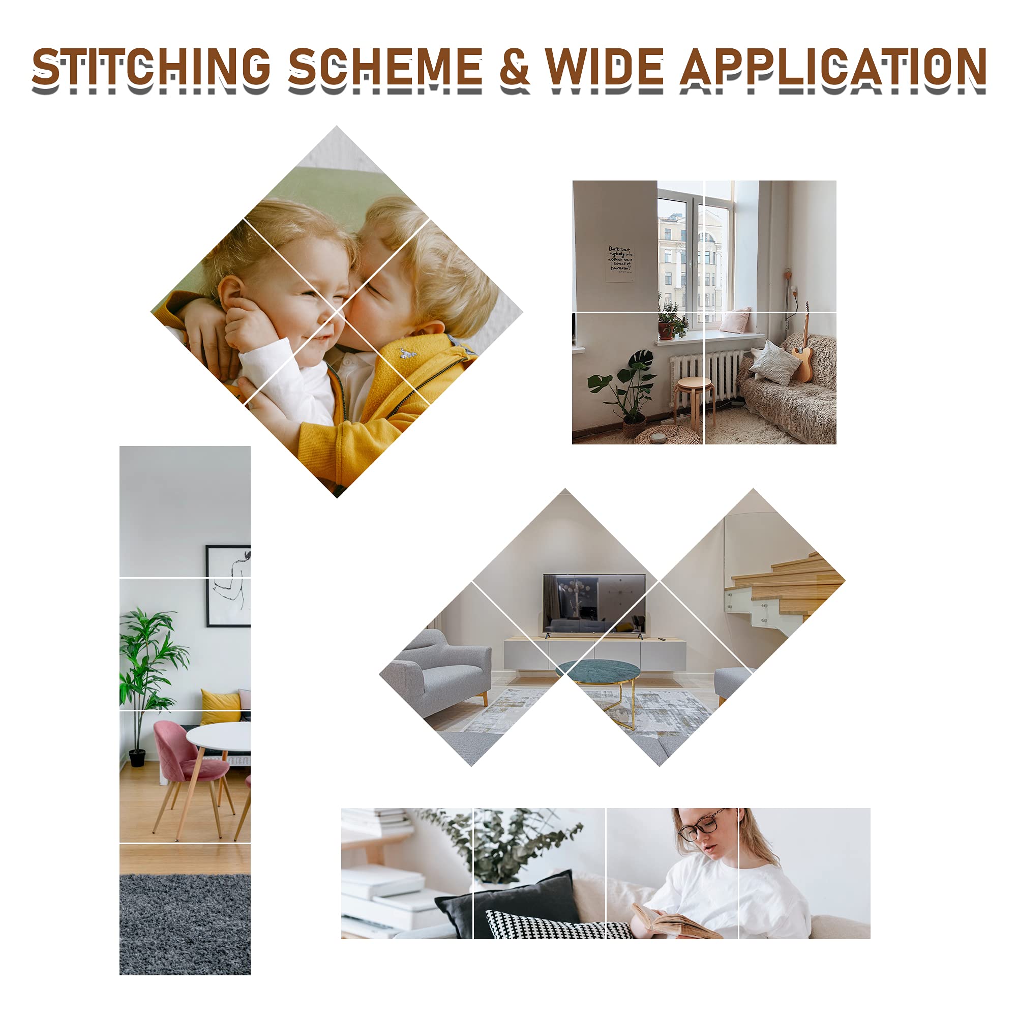 Beauty4U 4Piece 16 Inch Wall Mirror Full Body Mirror WallMounted