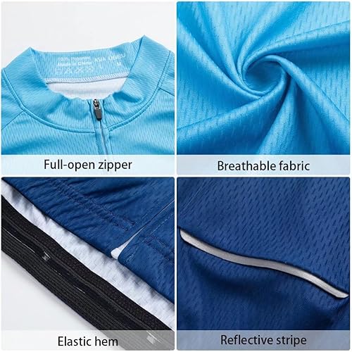 Miniatura 5 de ROTTO Camiseta de ciclismo para hombre, camiseta de manga larga, color degradado