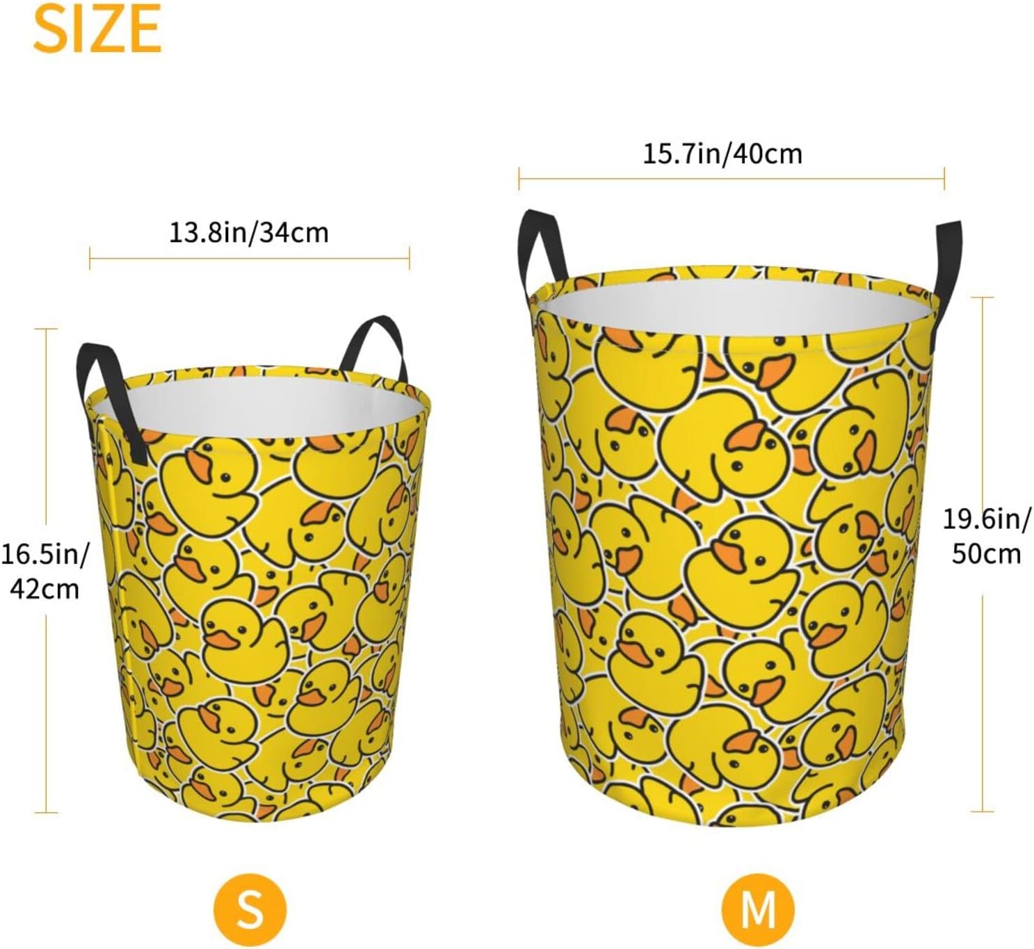 62L Round Laundry Hamper Cute Rubber Ducky Storage Basket Waterproof Coating Yellow Cartoon Ducks Organizer Bin For Nursery Clothes Toys