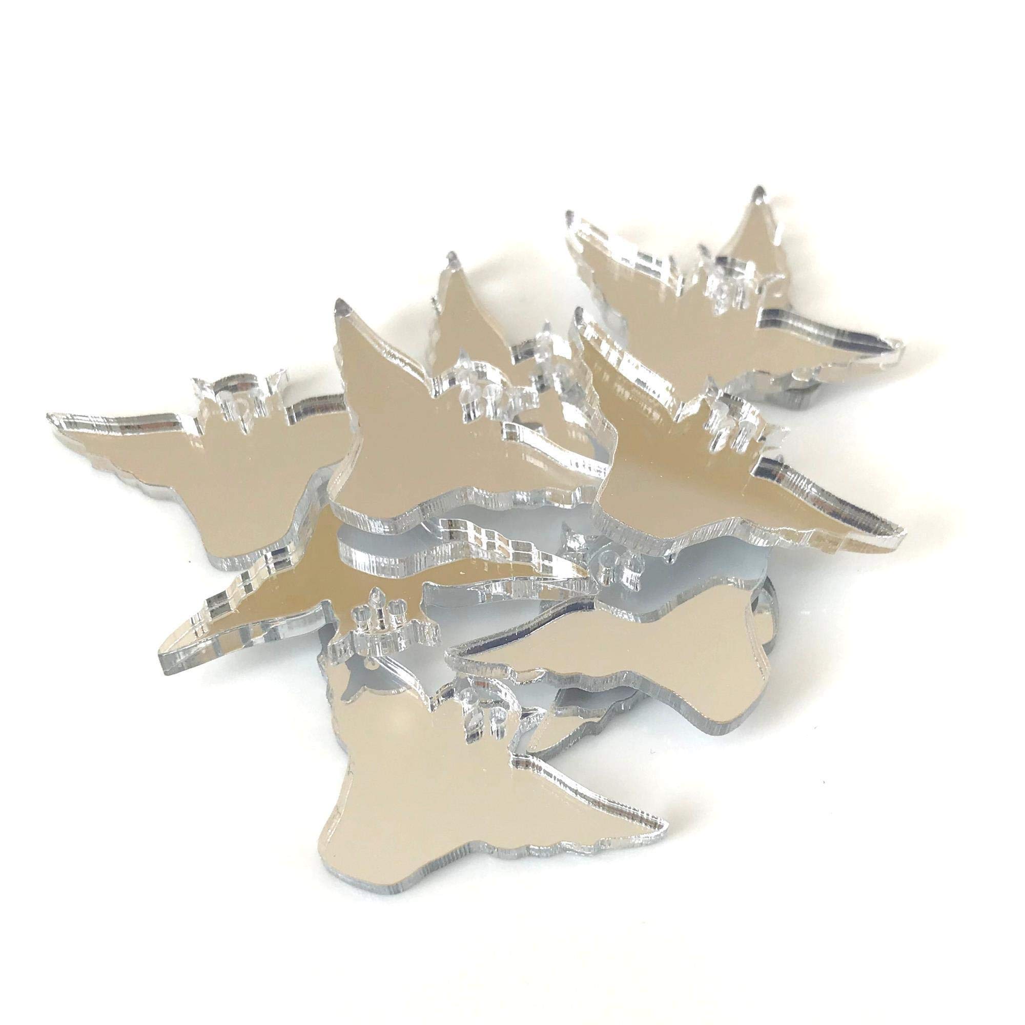 Super Cool Creations Owl Shaped Crafting Mirrors, Set of 10, Many Colours, Shatterproof Acrylic, Black, Pack of 10 x 3cm