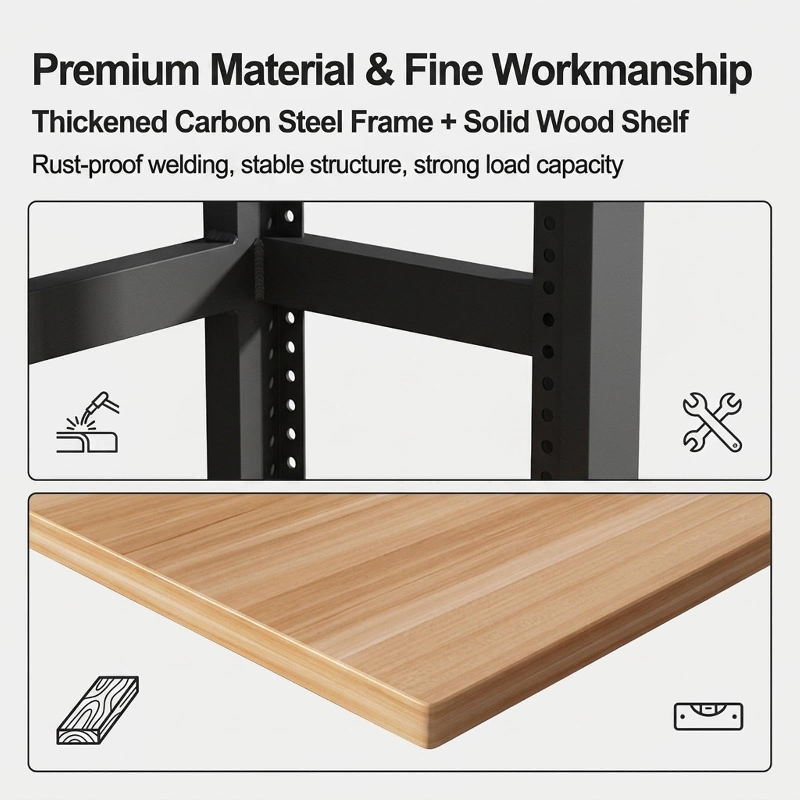 HiFi Rack mit Rädern, Hifi Regal aus Holz & Stahl, Verstellbaren Ablagen