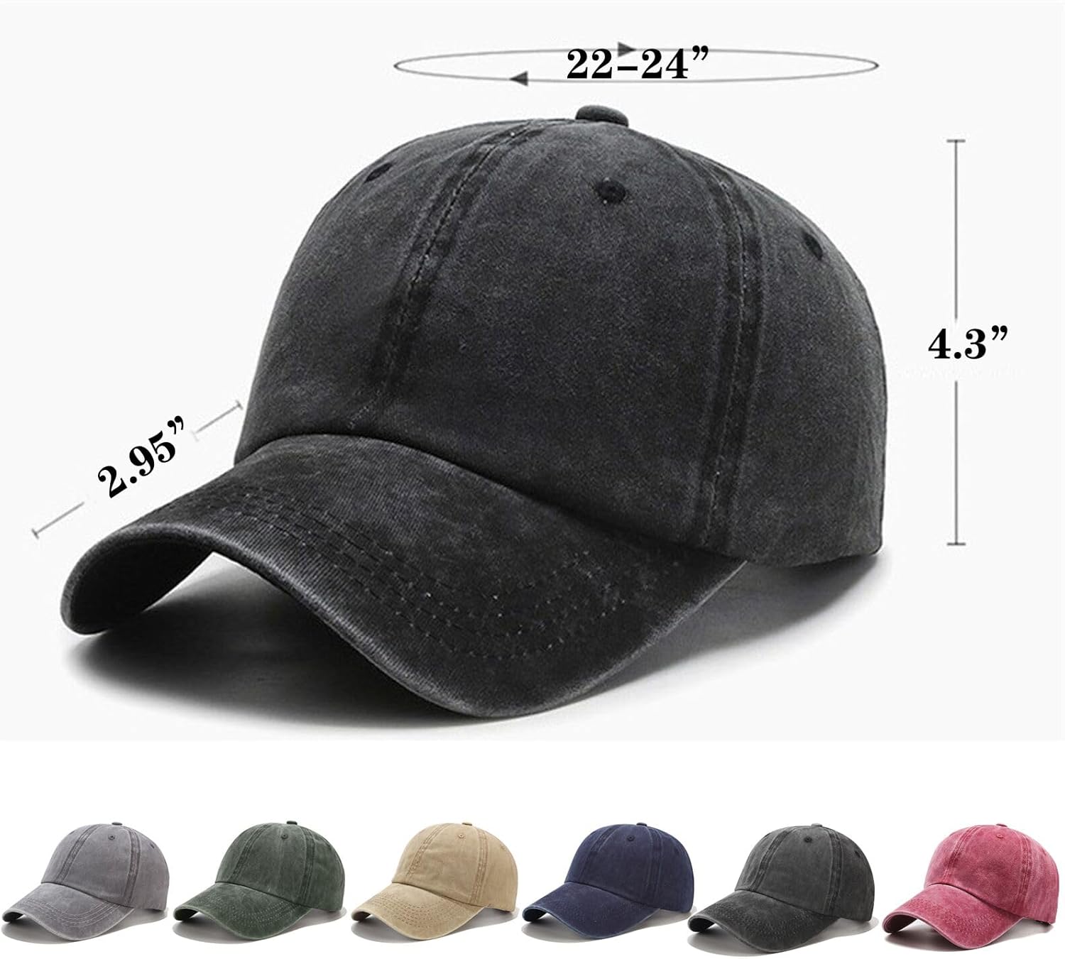 2-6 Packs Vintage Washed Plain Baseball Cap Distressed Dad Golf Hat for Men Women - Image 2