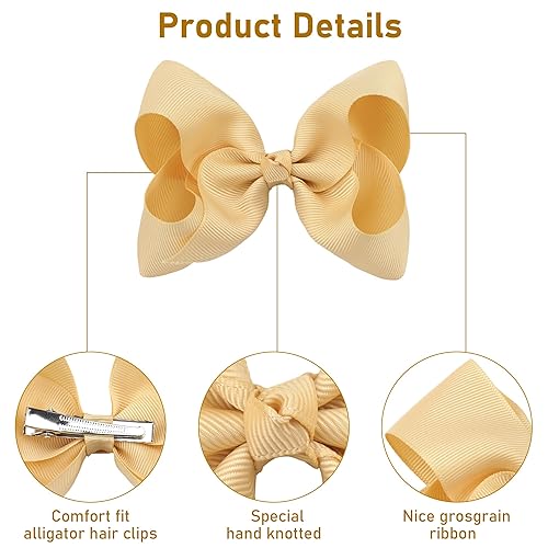 Miniatura 3 de JOYOYO 40 lazos para el pelo de 4.5 pulgadas, pinzas de cocodrilo, cinta de grogrén, pinzas para niñas, accesorios para el cabello para bebés,