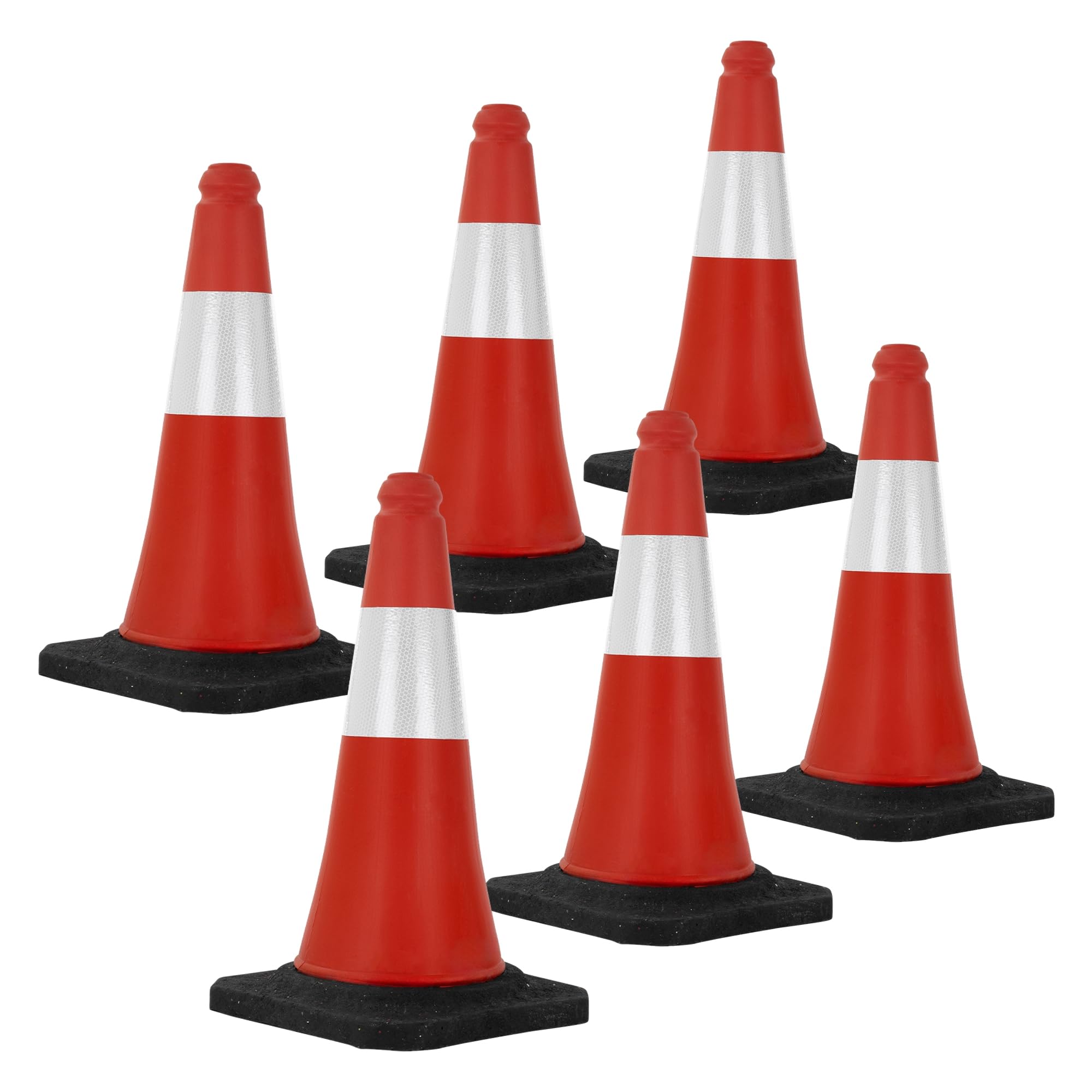 ECD Germany 4 Stück Verkehrskegel Pylone 51 cm, Rot-Weiß, Leitkegel mit schwerem Fuß, Verkehrsleitkegel mit weißen reflektierenden Streifen, Warnleitkegel Warnkegel Verkehrshütchen Markierungskegel