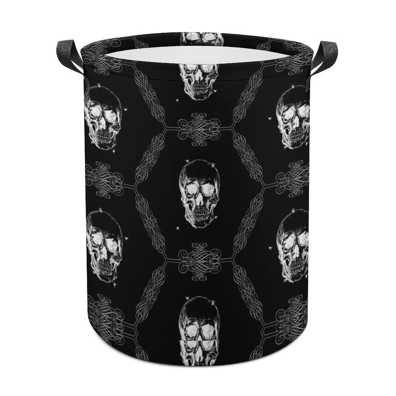 MHYRAC Laundry Hamper, Black Scary Skull Laundry Basket, Washing Basket with Handle