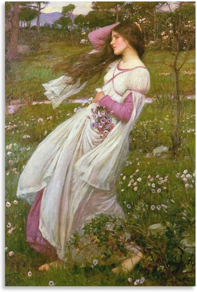 John William Waterhouse Windswept Wall Art Poster Scroll Canvas