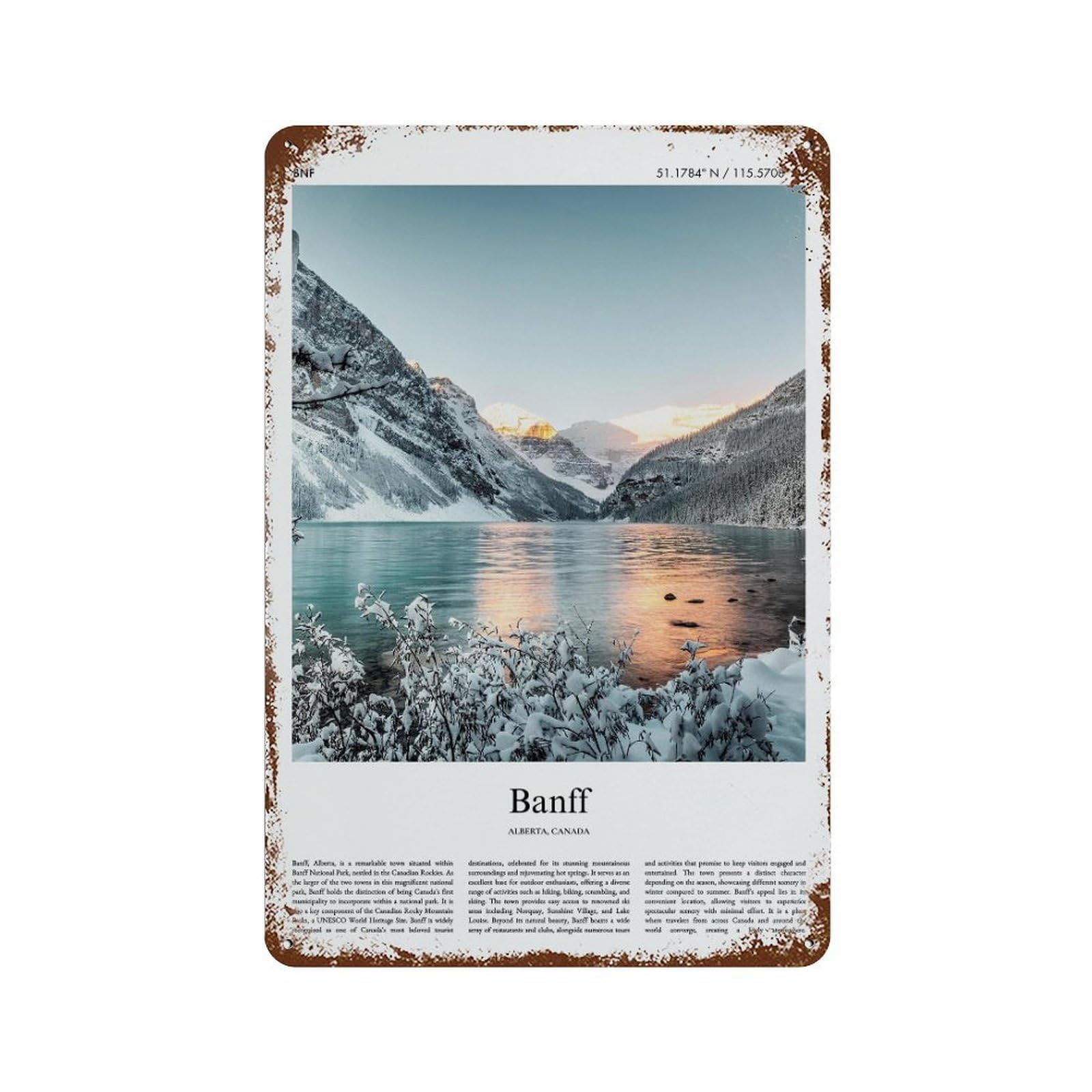 xiaoxiaoshen Banff Alberta, Canada City Scenery Wall Decor Art Metal Tin Poster Modern Home Decor Art Home Bar Shop Decorations Vintage Sign 30x20cm
