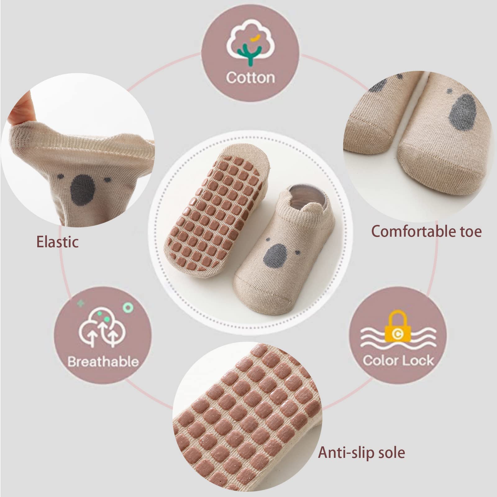Baby Anti-Slip Ankle Skarpety Cute Cartoon Grips Skarpety Dla Niemowląt Maluch Chłopcy Dziewczyny 5/6 Para (B1-cat(5 pair),1-3 Years)
