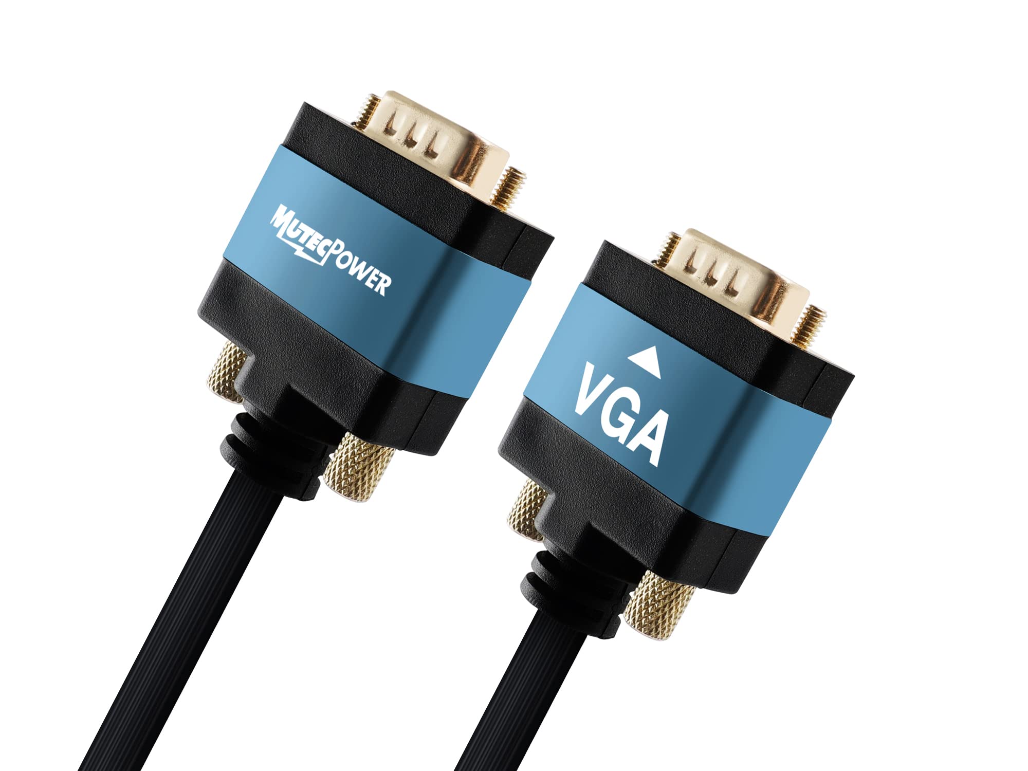 MutecPower Multi-Cable 3 m kabel VGA 15-stykowy kabel o wysokiej rozdzielczości SVGA na S VGA kabel do monitora męski na męski niebieski / czarny 3 metry do projektorów, wyświetlaczy HDTV
