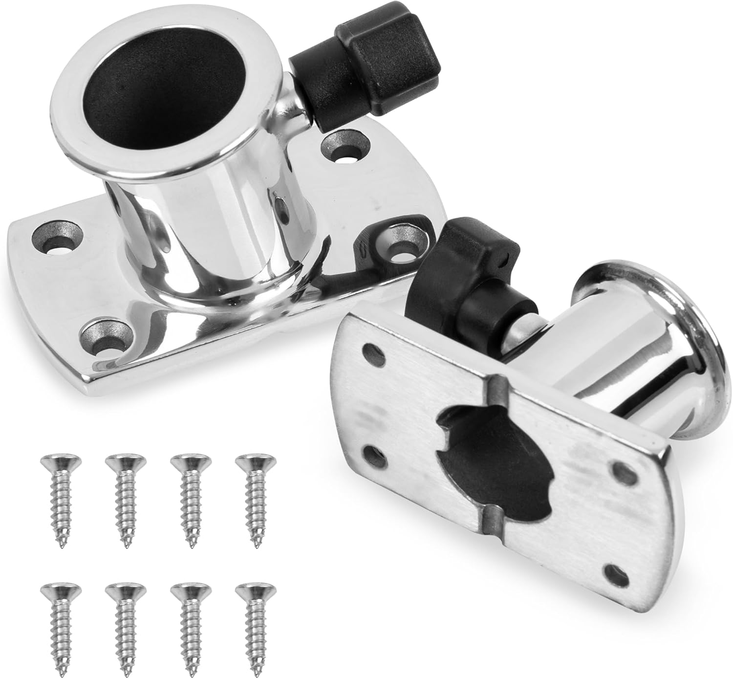 KNOX Boat Rail Fitting for Bimini Top Extension Base, Heavy 316 Stainless Steel, Top Flange Fitting, T-Top Bimini, Awning Canopy for Pontoon Rowing Boats Yachts, 80° Base Deck Accessories 2-Pack