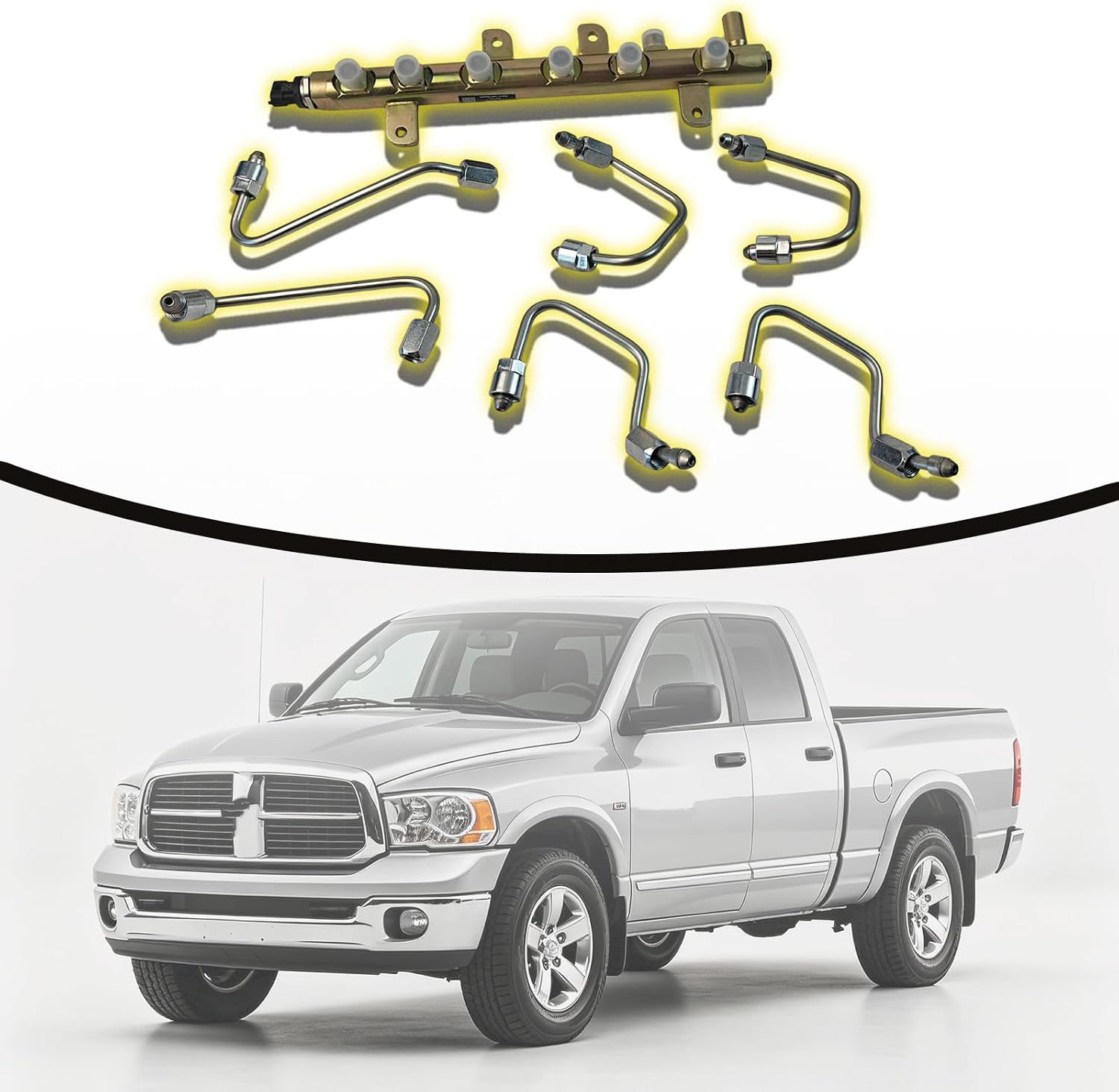 4937282 Fuel Rail Fuel Injector Line Kit Fit for Dodge Ram 2500 3500 4500 5500 2007-2019 6.7L Fit for Freightliner MT45 MT55 2006-2023 Replacement for 0445226044