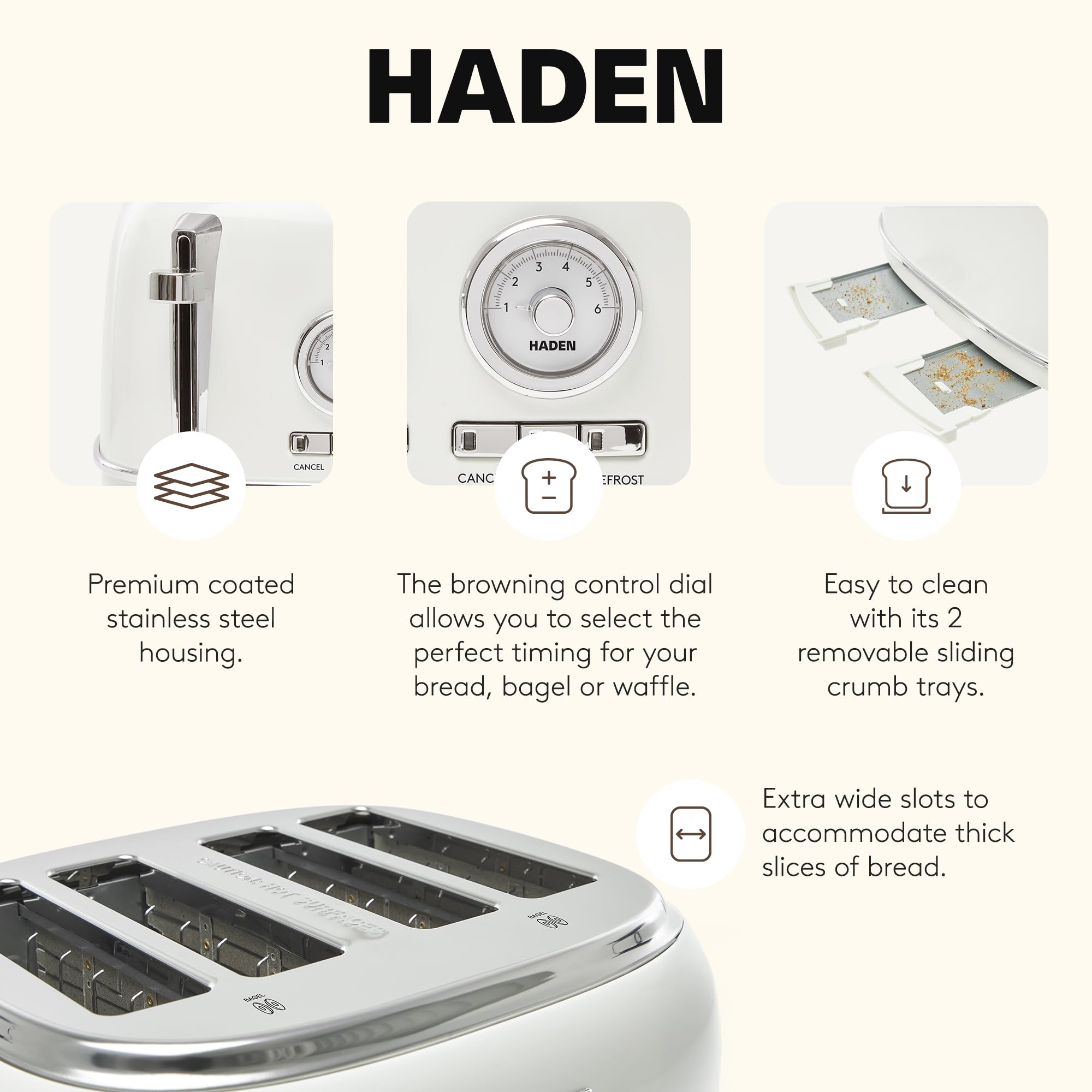 Amazon.com: Haden Dorset 4 Slice Wide Slot Stainless Steel Toaster