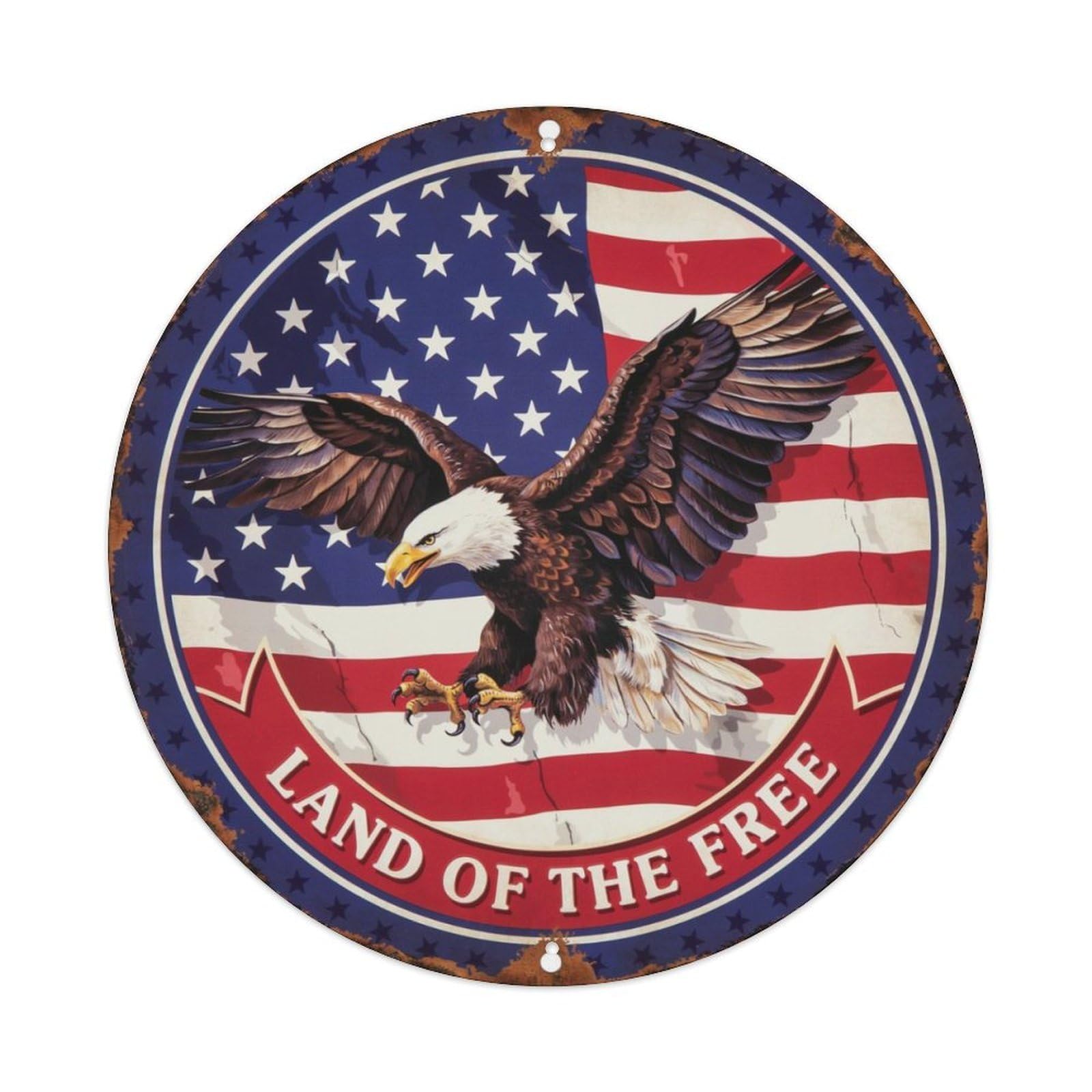 American Flag Bald Eagle Metal Tin Sign Plaque