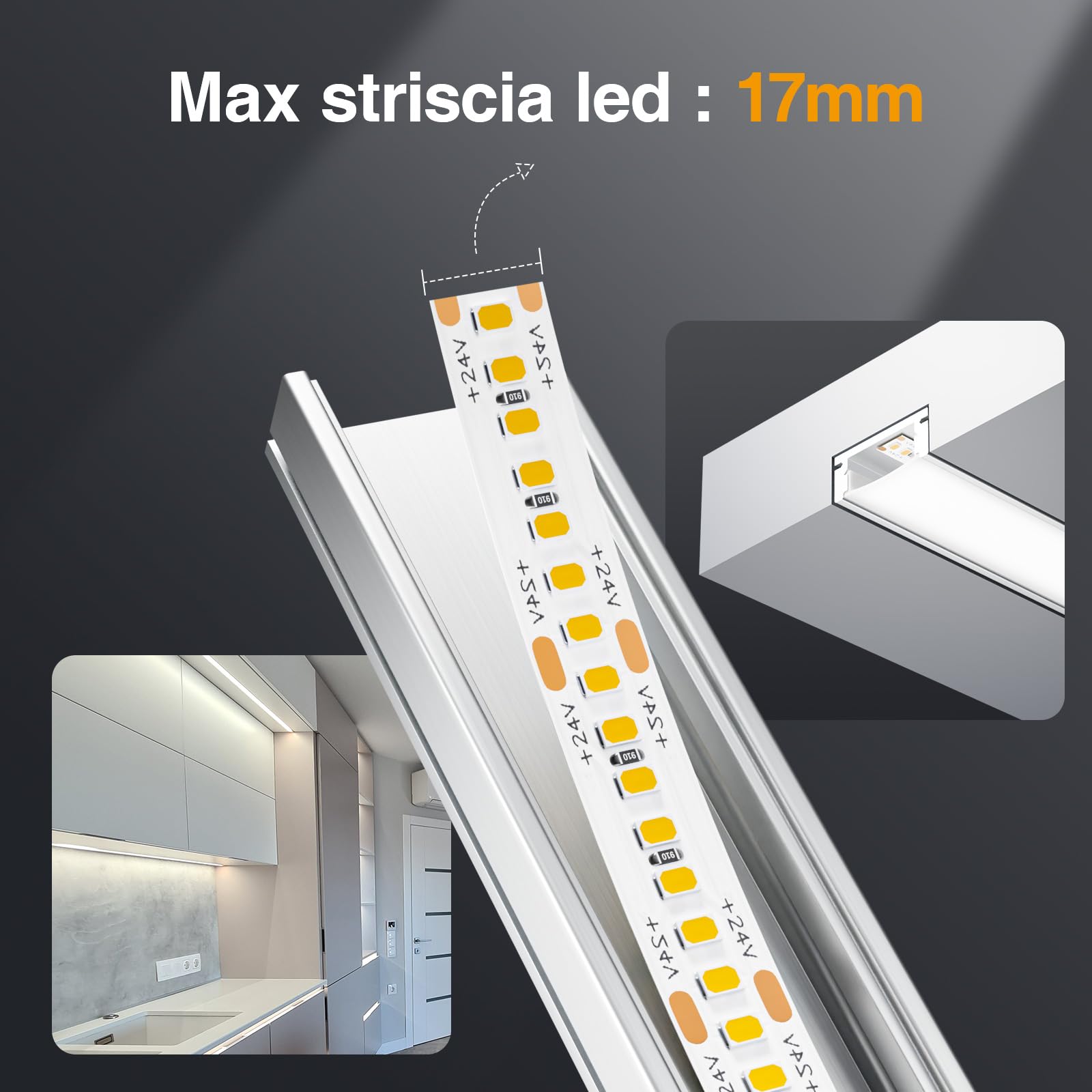 10 × LED Schiene 2m U-Form Aluprofil mit weißer Abdeckung,Endkappen & Montageclips Alu Leiste für Lichtstreifen bis 12mm Led Schiene Kanäle Leiste Diffusor unterputzprofil