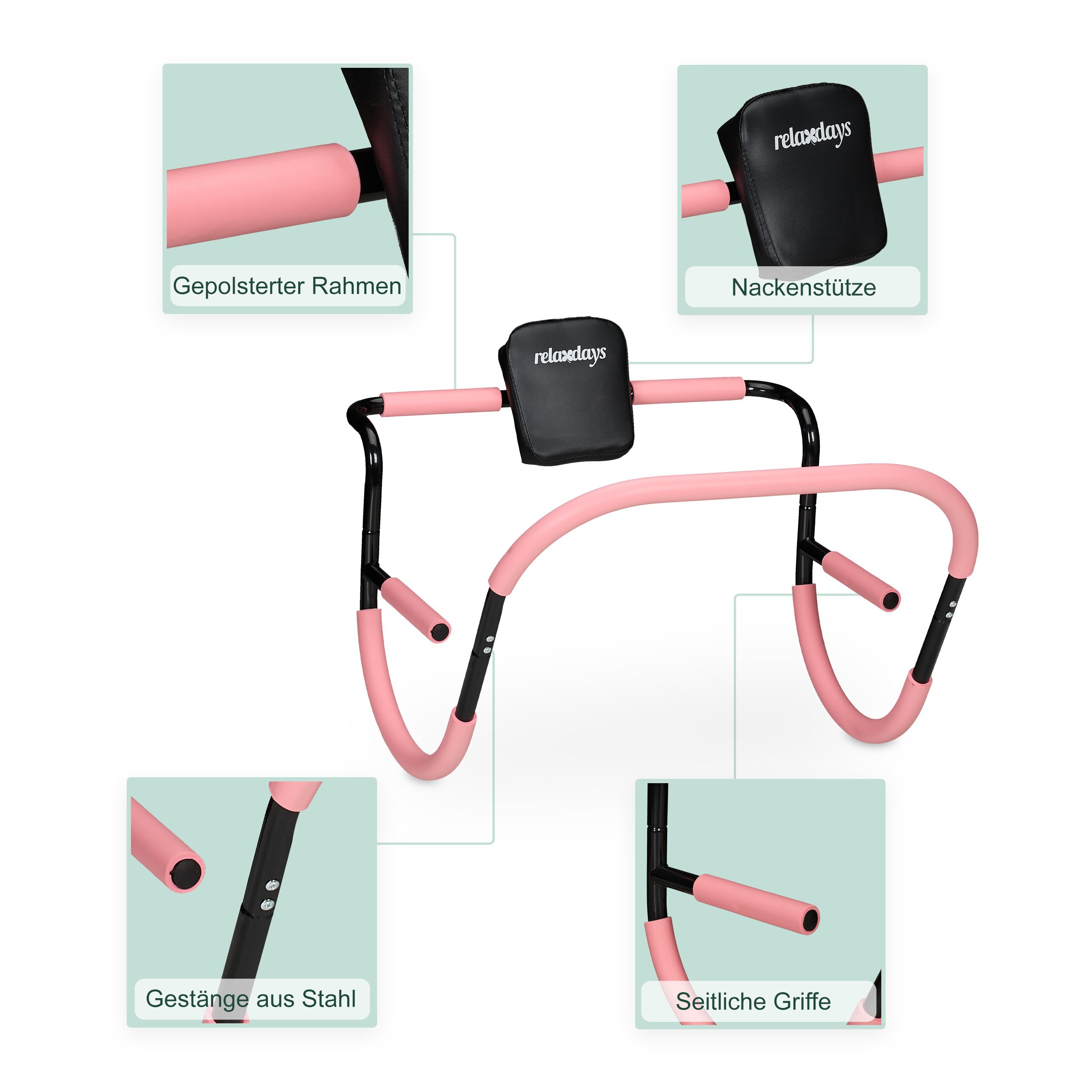 Relaxdays Bauchtrainer, Bauchmuskeltrainer, HxBxT: 68,5 x 69 x 65 cm, effektives Training zuhause, für Sit-Ups