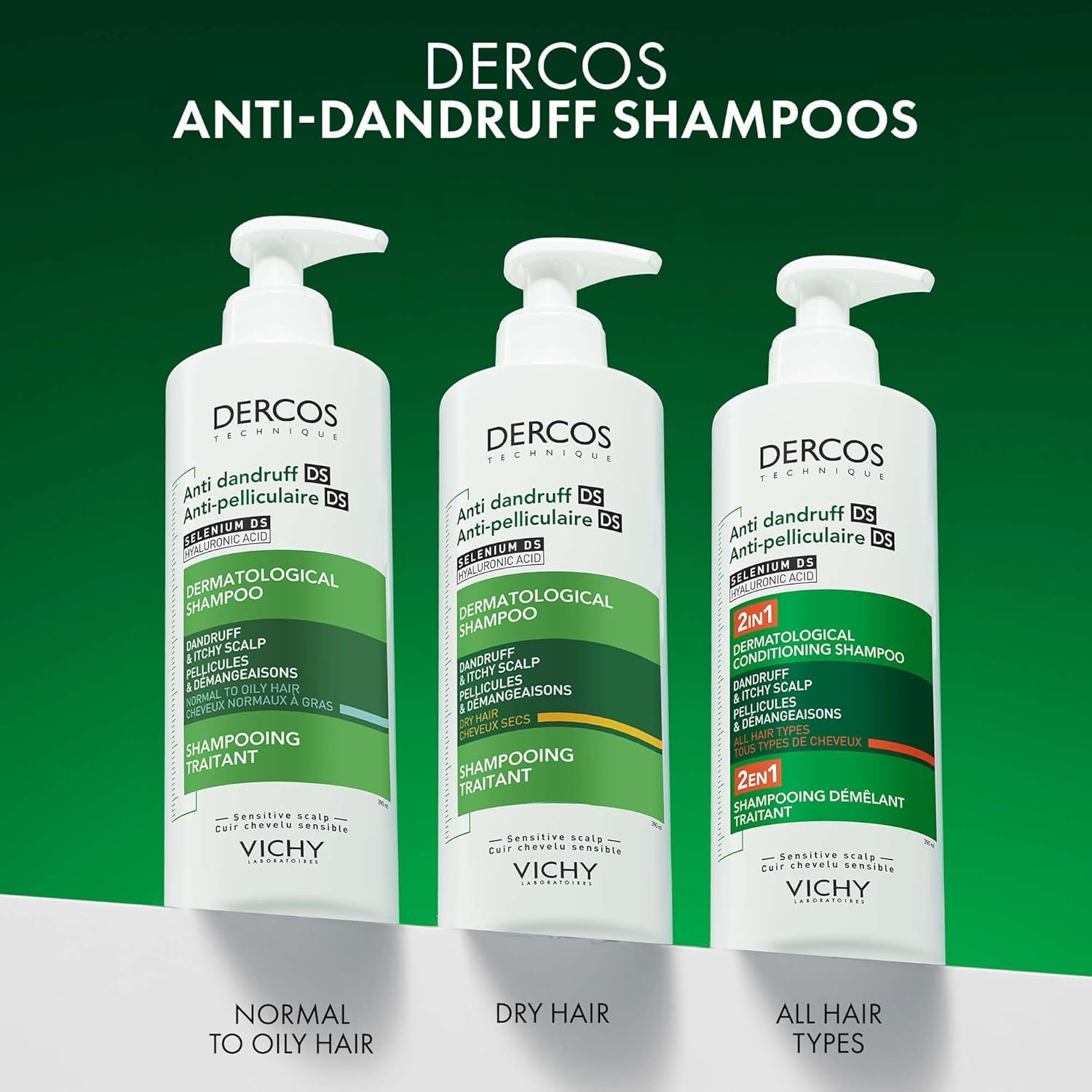 Vichy Dercos Anti-Schuppen-Shampoo Duo Pack – für trockene, juckende Kopfhaut – Anti-Juckreiz & Schuppen reduzierende Formel – 390 ml Flasche + 390 ml Eco Refill