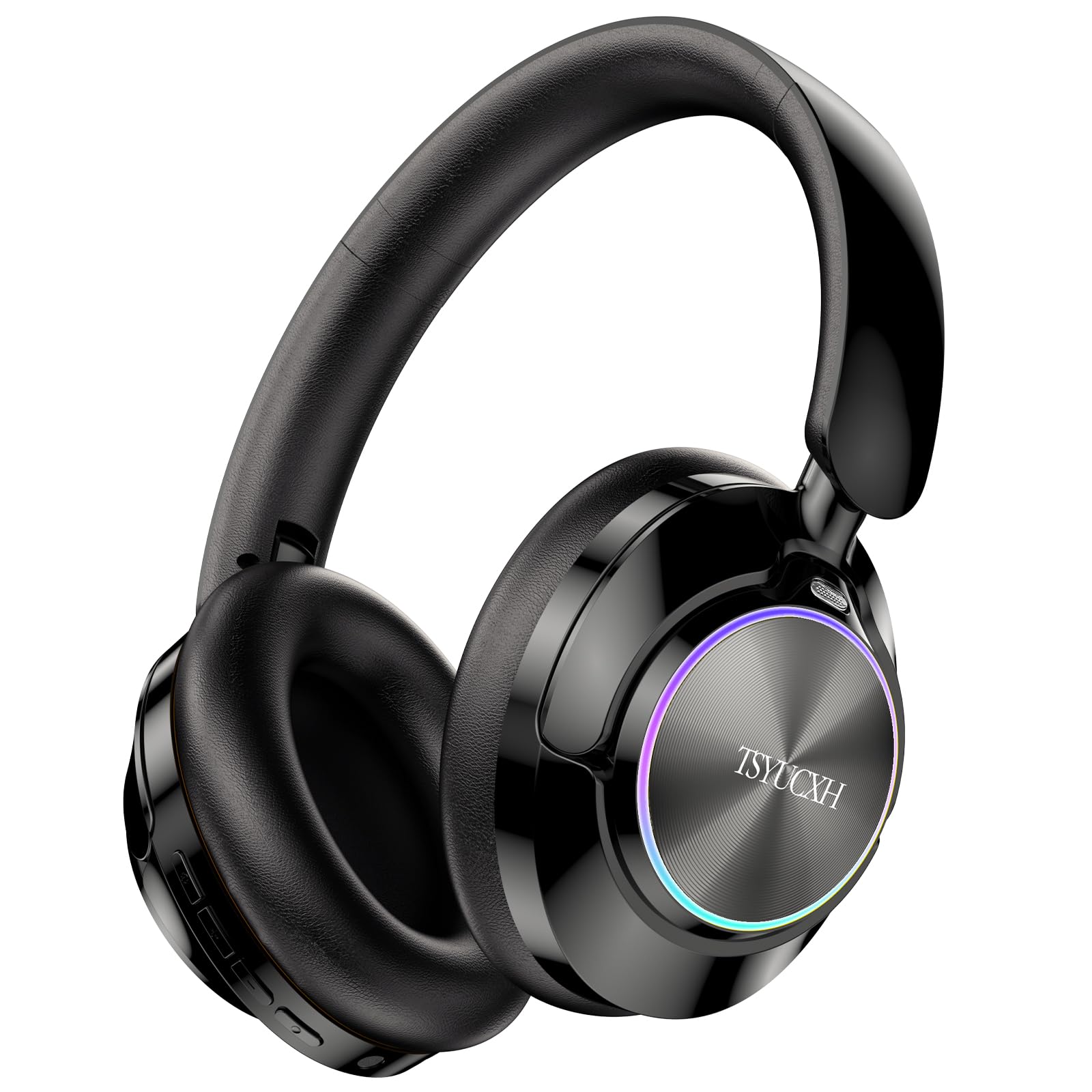 Casque supra-auriculaire Bluetooth sans fil avec microphone, 65 heures d'autonomie, appels clairs, confortable pour les voyages (noir)