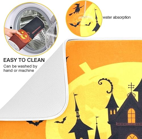 Miniatura 8 de Tapete de secado de platos de otoño y otoño, de 16 x 18 pulgadas, diseño de hojas de otoño de calabaza, mariposa, protector para encimeras de cocina